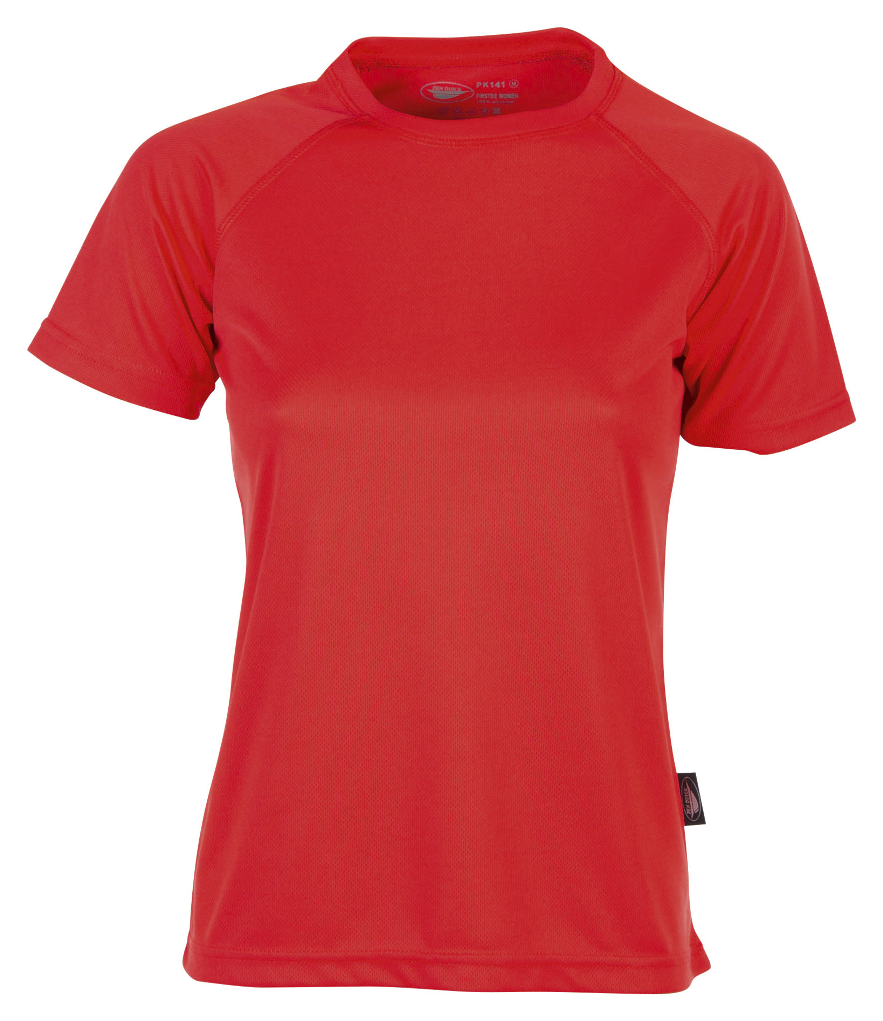 Firstee Women's Crew Neck Short Sleeve Sports Shirt - RD - Red