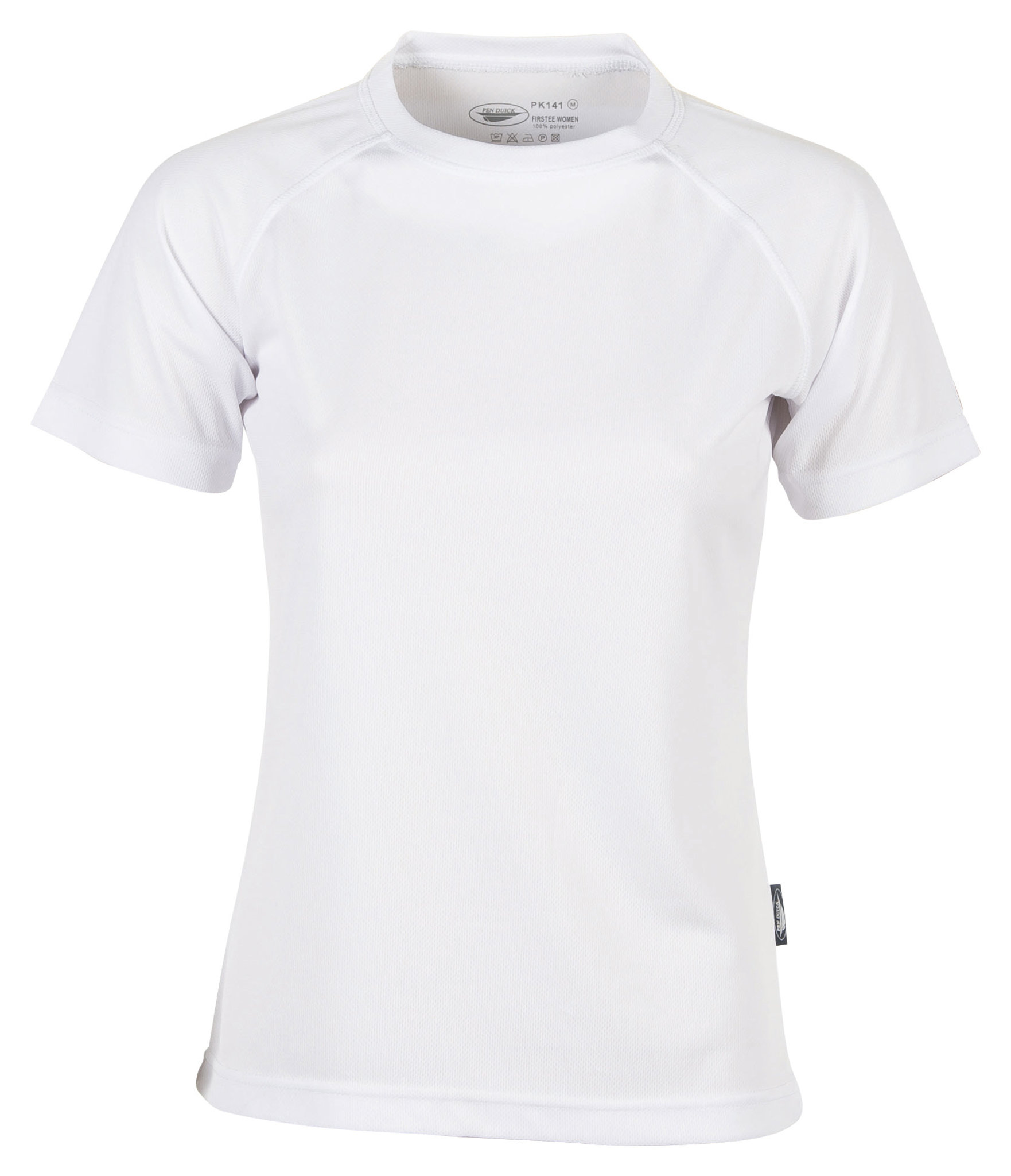 Firstee Women's Crew Neck Short Sleeve Sports Shirt - WH - White/Titanium