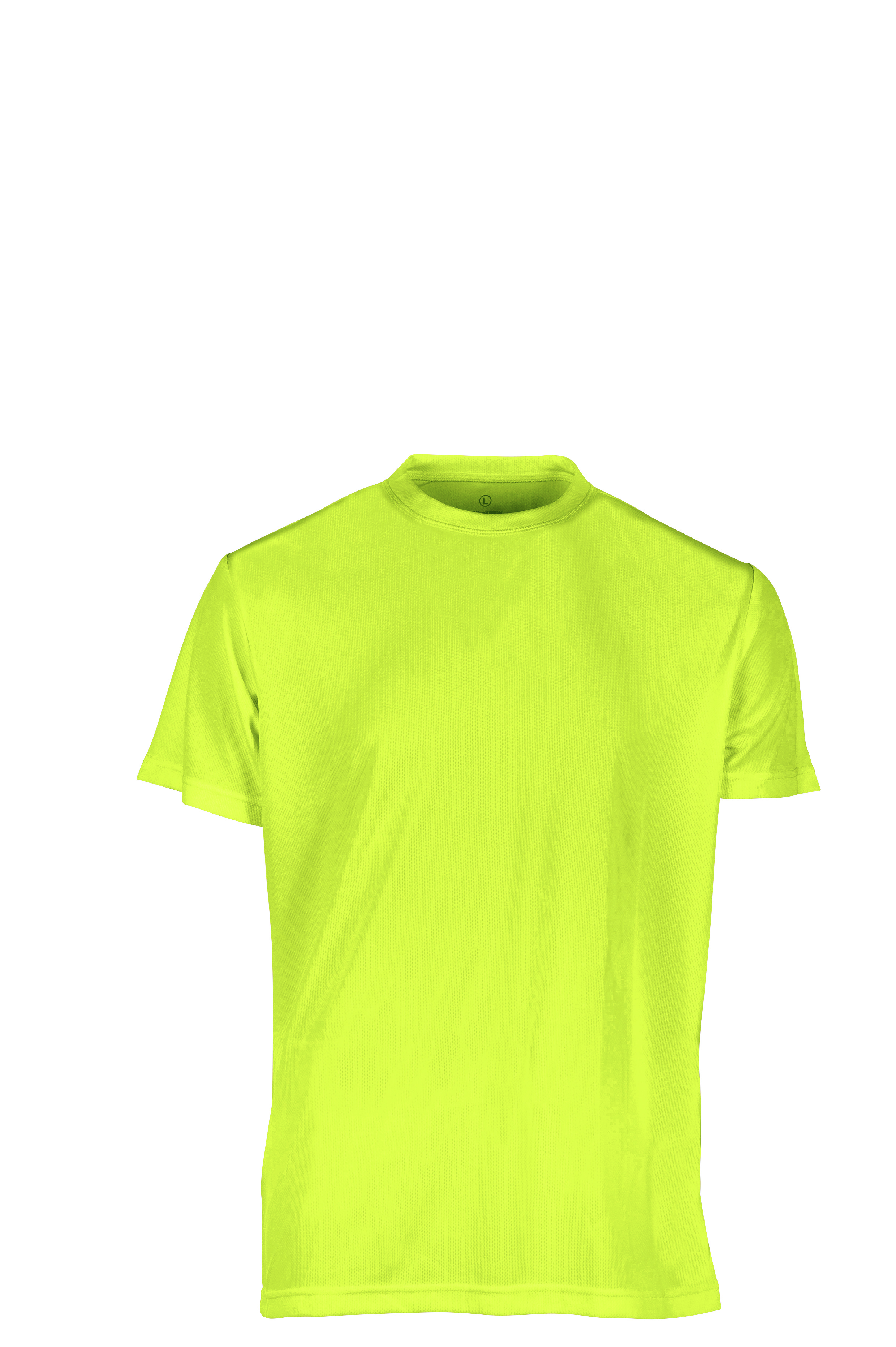 Short-Sleeved Crew Neck Sports Shirt - YE - Fluorescent Yellow