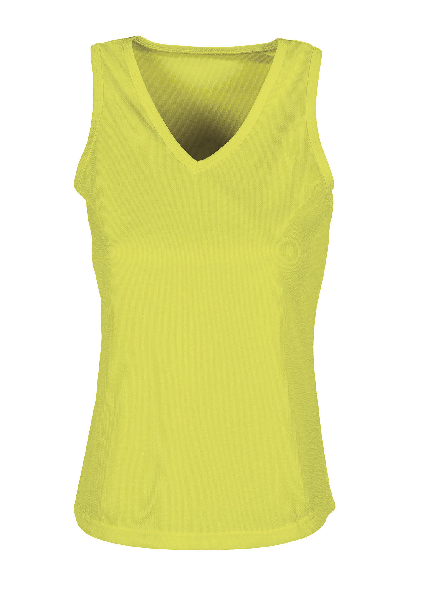 Firstop Women's V-Neck Sports Tank Top - YE - Fluorescent Yellow