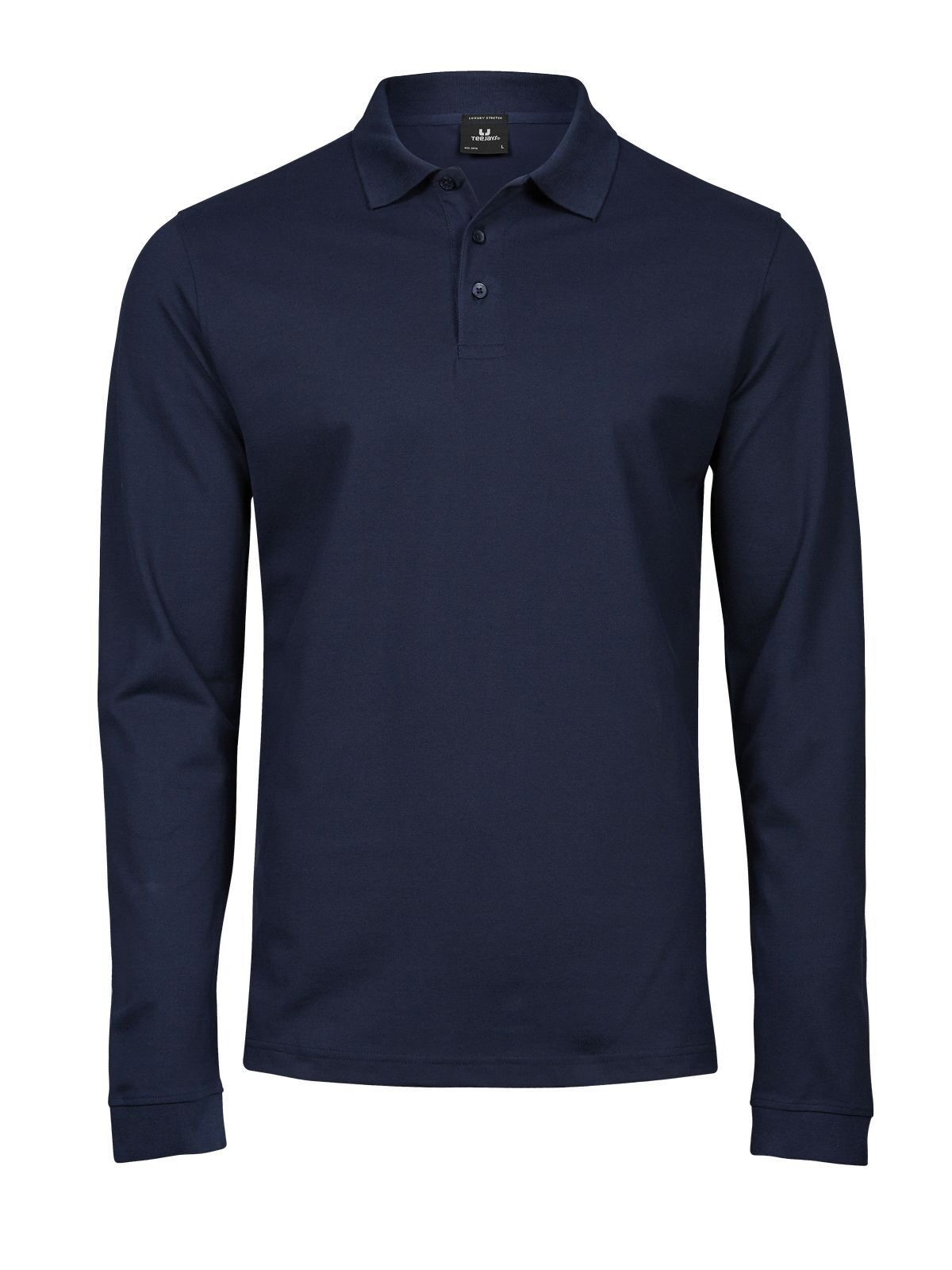 Luxe stretch polo met lange mouwen voor heren - NVY - Marine