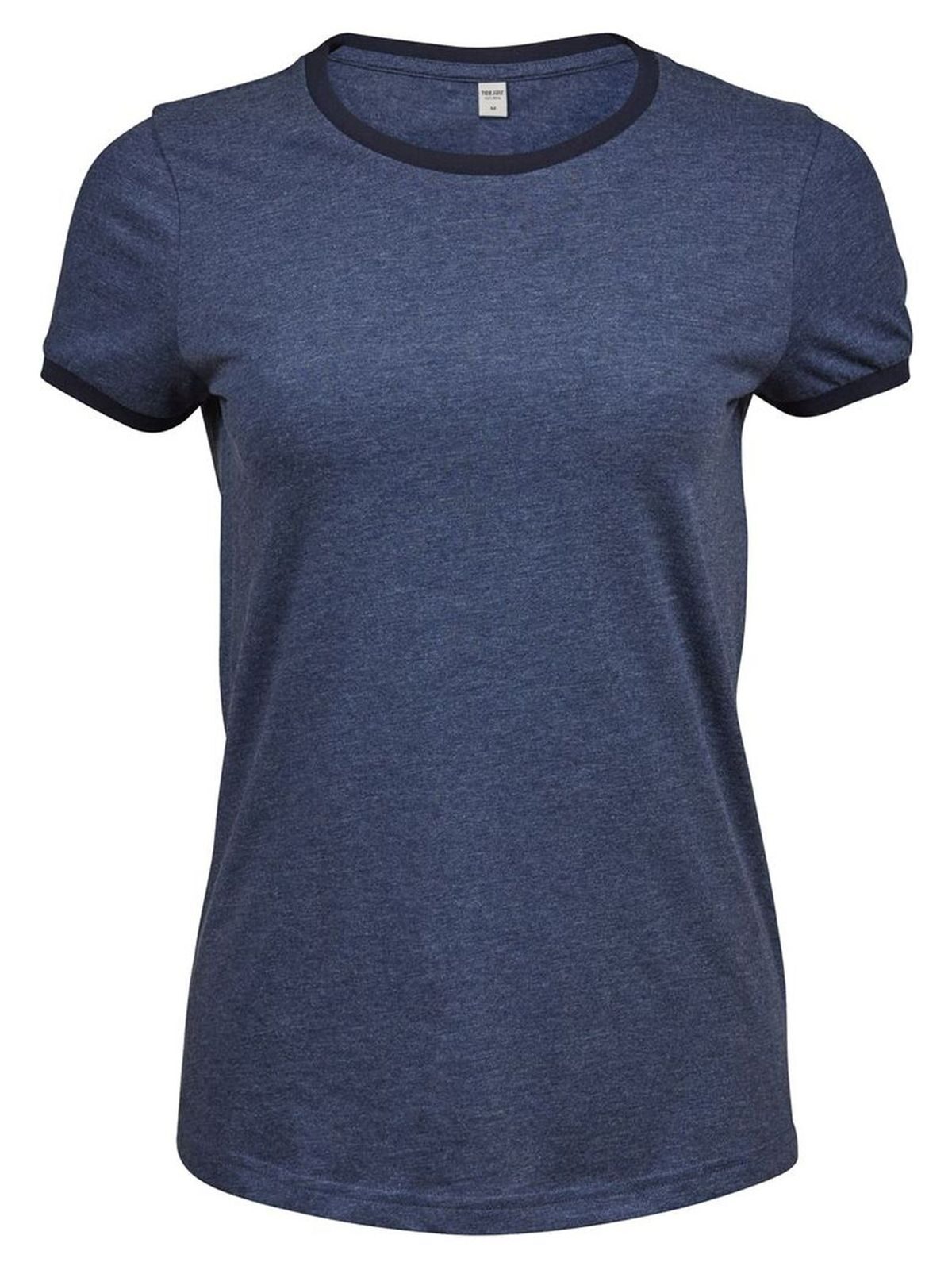 Dames T-shirt met contrasterende boord - 200 - Marineblauw/Wit