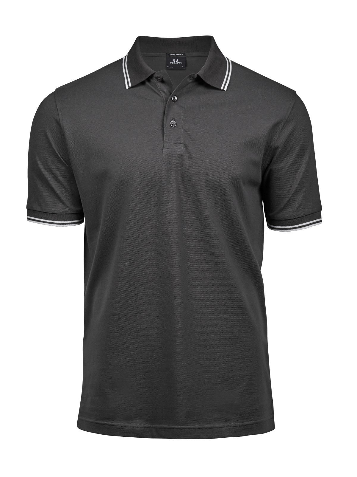 Luxe stretchpolo met strepen voor heren - Donkergrijs/wit