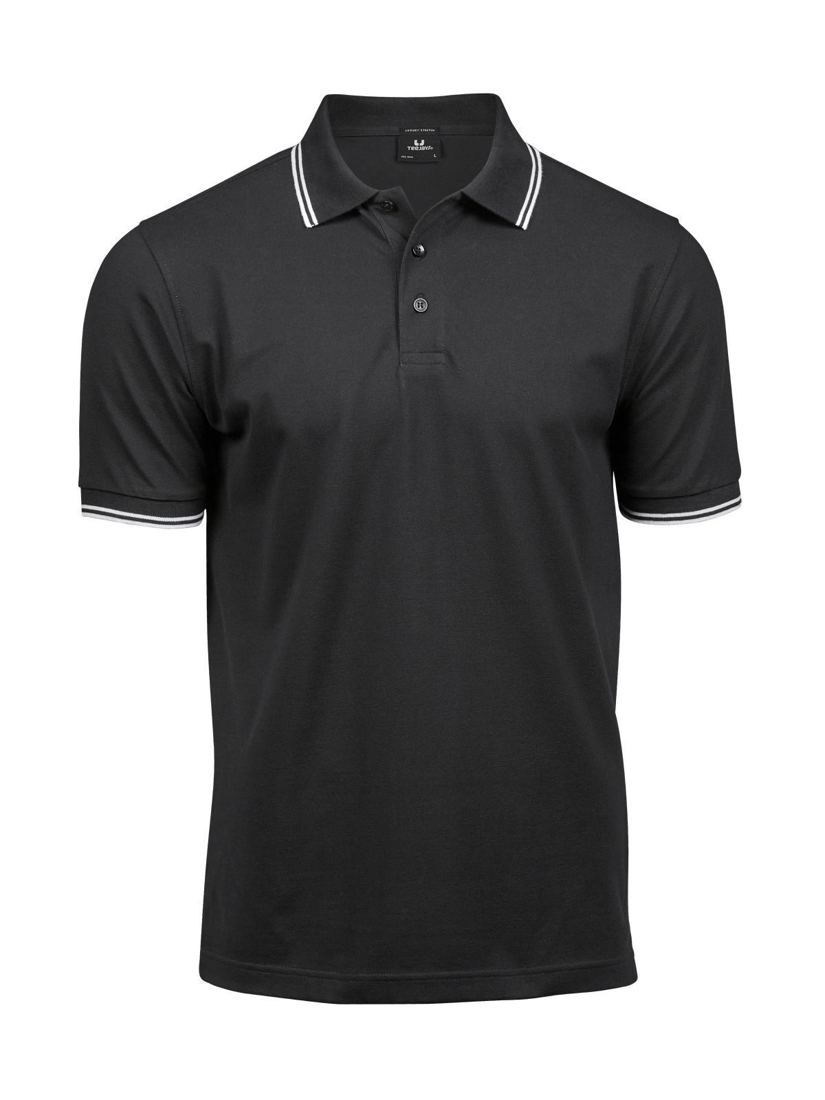Luxe stretchpolo met strepen voor heren - Zwart/Wit