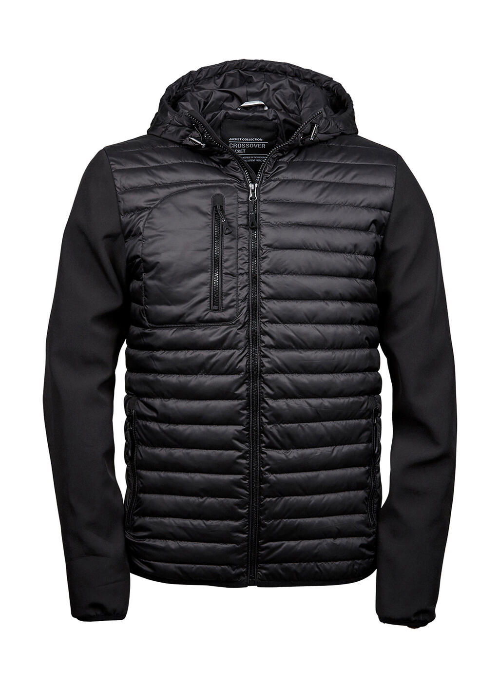 Herenjas met capuchon en overslag - BLK - Zwart