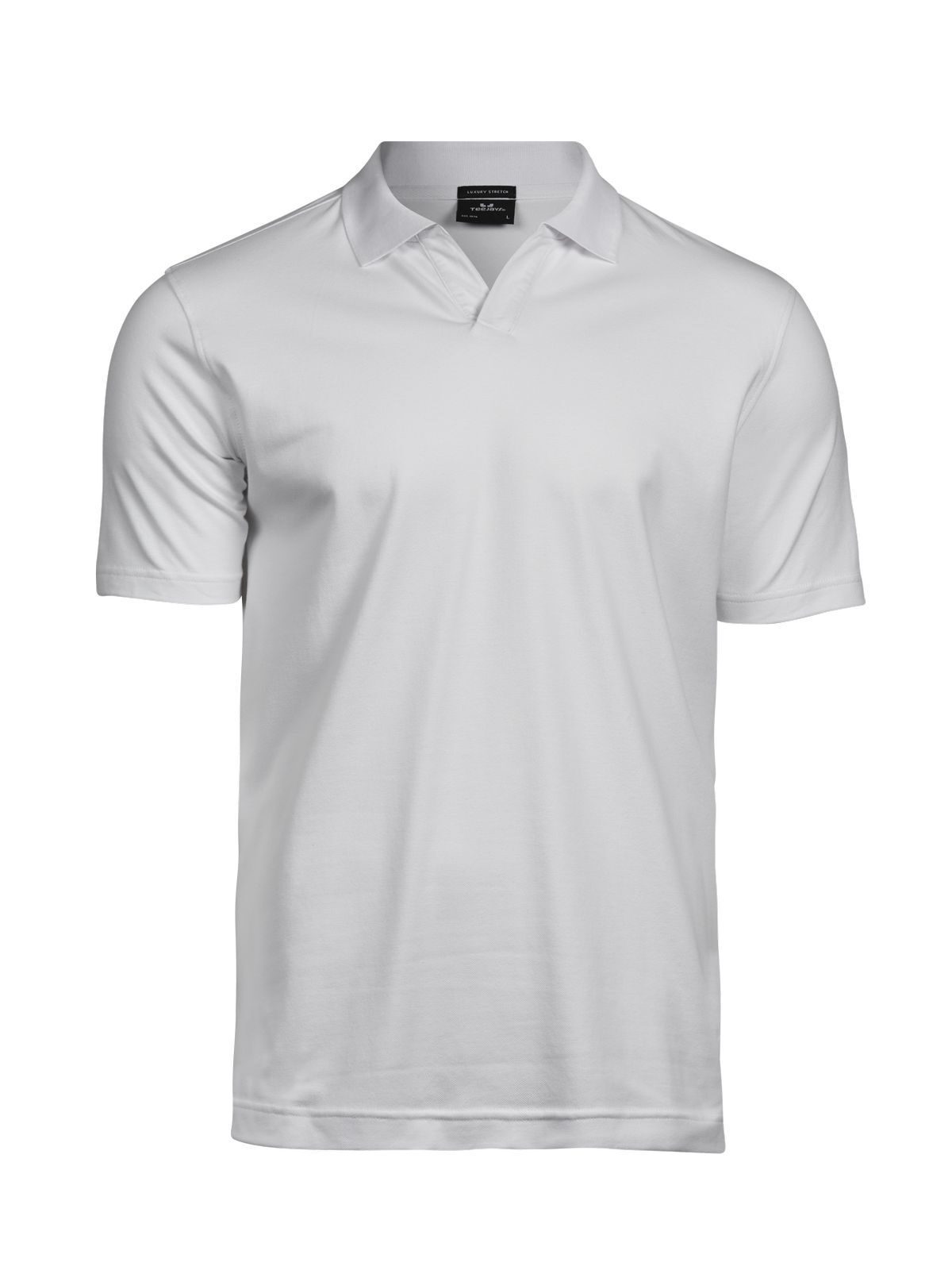 Luxury Stretch V-Neck Polo - WHT - White