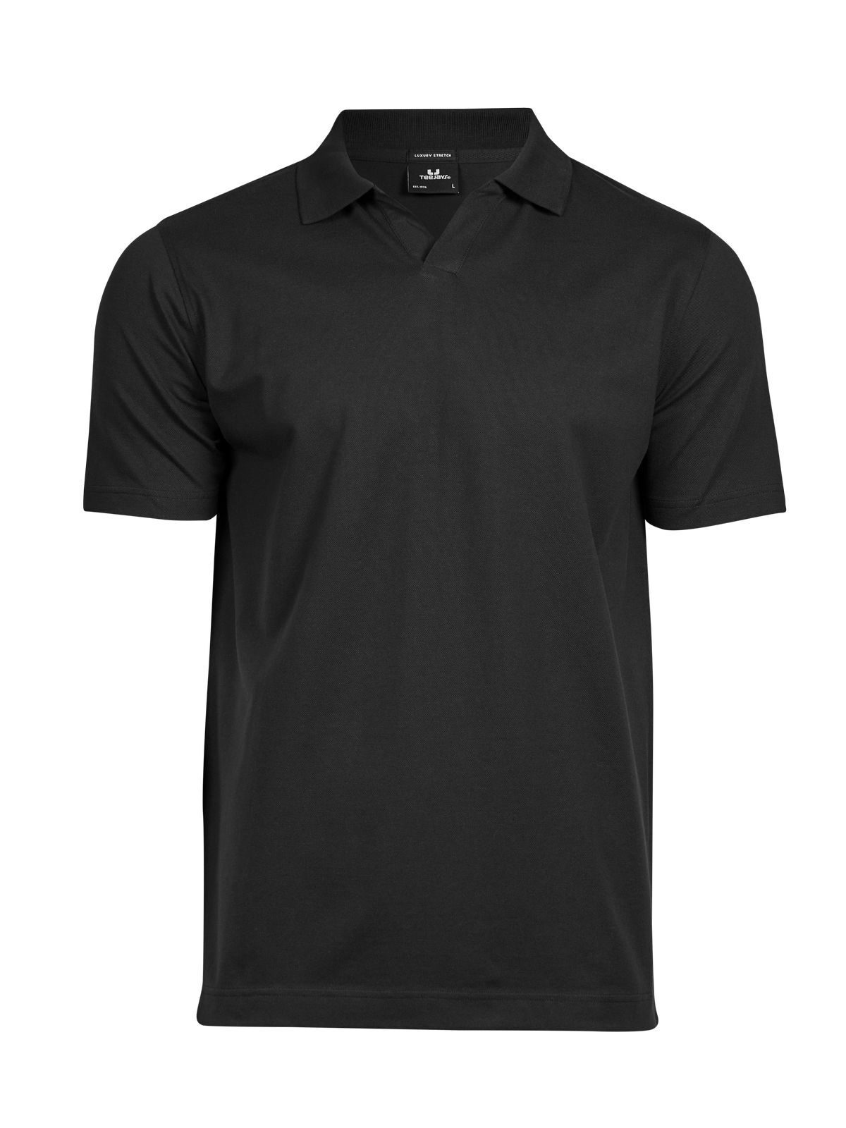 Luxury Stretch V-Neck Polo - BLK - Black