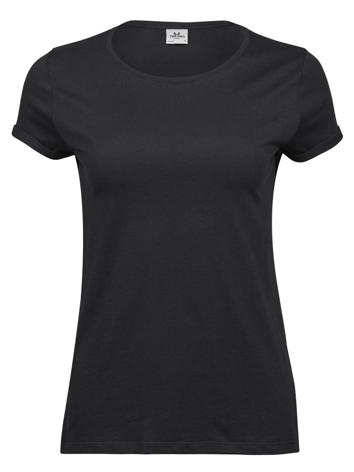 Dames T-shirt met oprolbare pijpen - BLK - Zwart