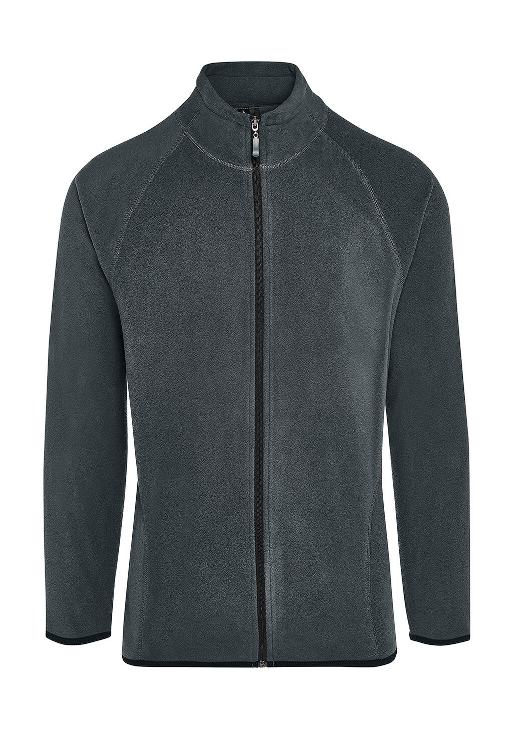 Heren T-shirt met volledige ritssluiting en labelvrije microfleece - 130 - Houtskool