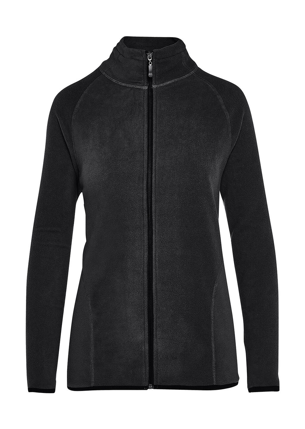 Damesjas met volledige ritssluiting, zonder label, van microfleece met kenmerkende print. - 104 - Donkerzwart