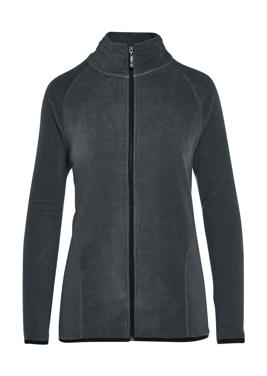 Damesjas met volledige ritssluiting, zonder label, van microfleece met kenmerkende print. - 130 - Houtskool