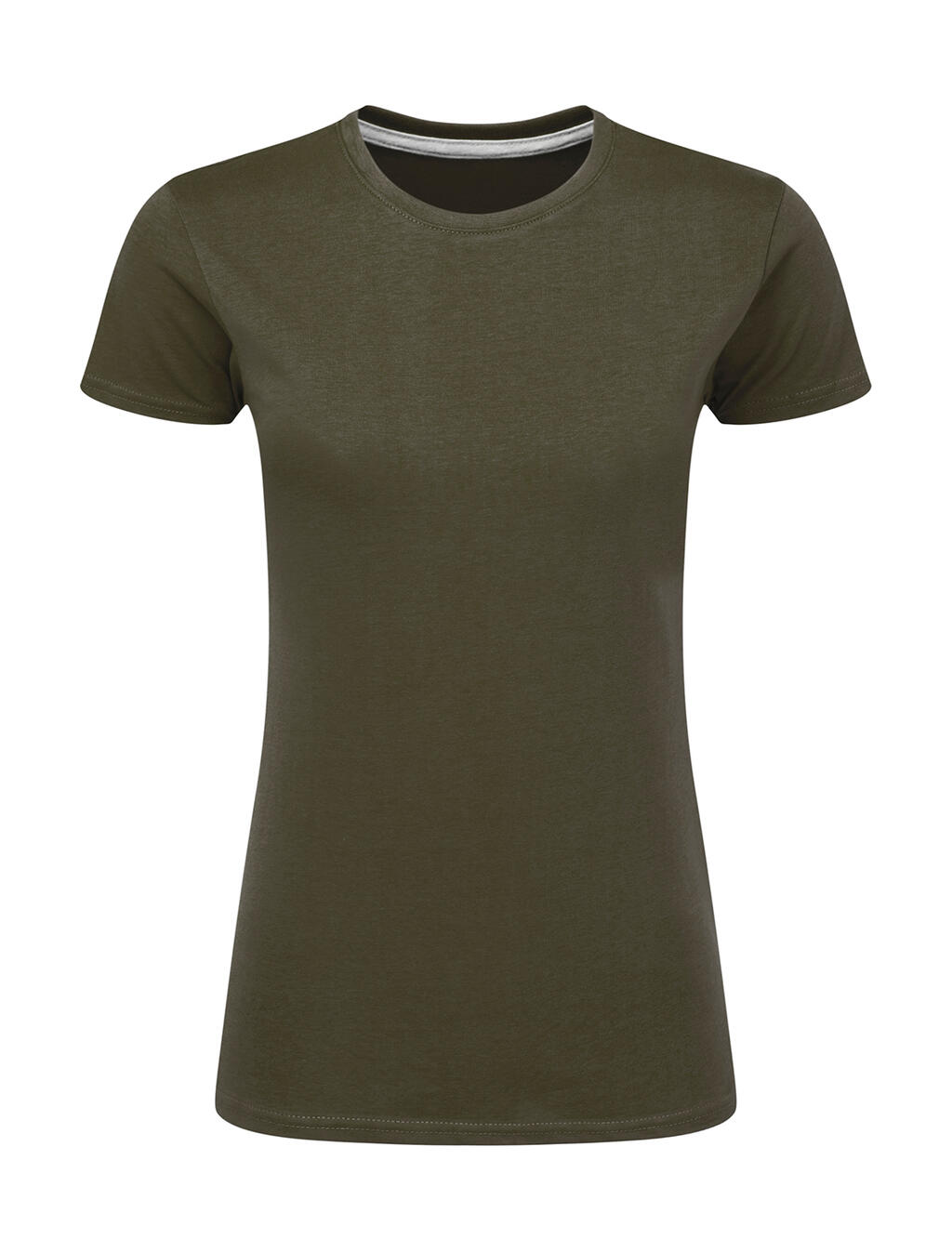 Dames T-shirt met logo, zonder label. - 506 - Militair groen