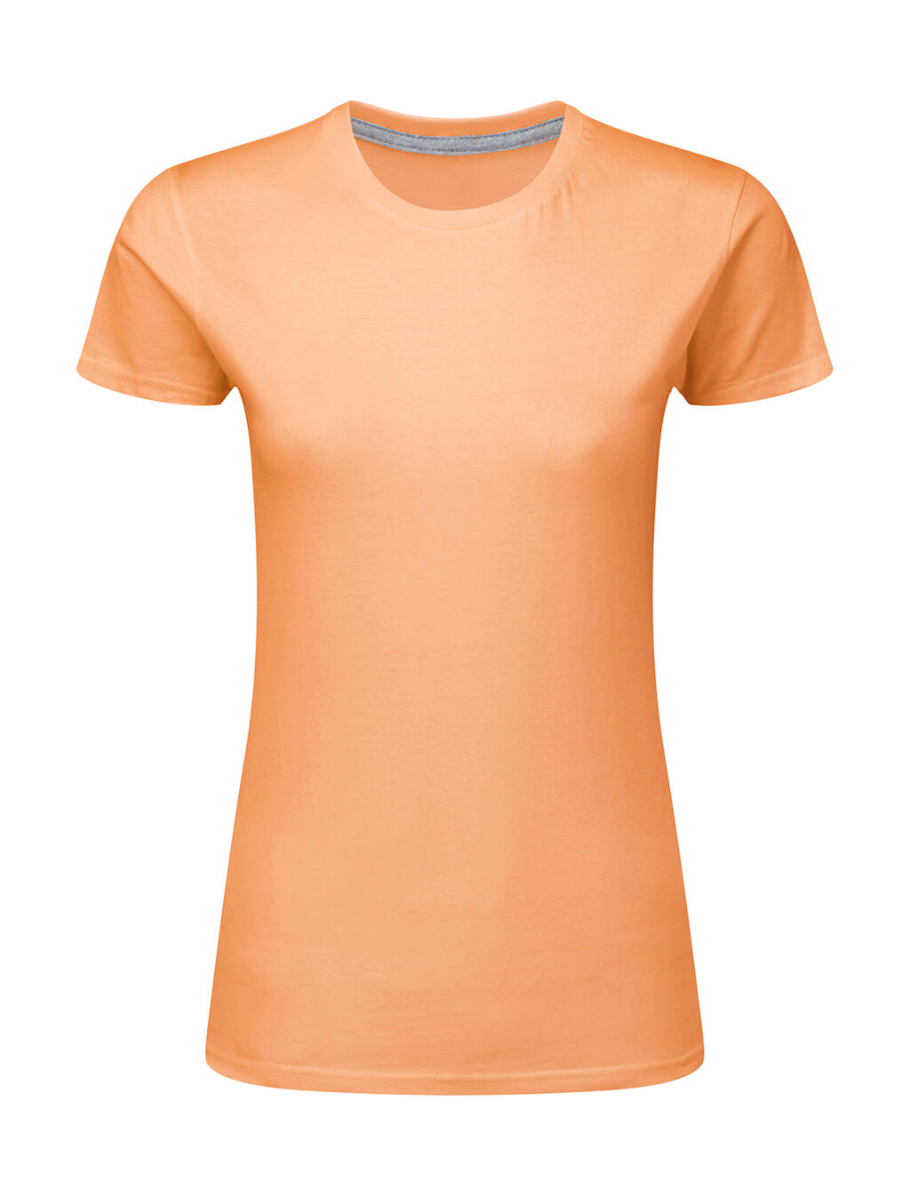 Dames T-shirt met logo, zonder label. - 414 - Cantaloupe