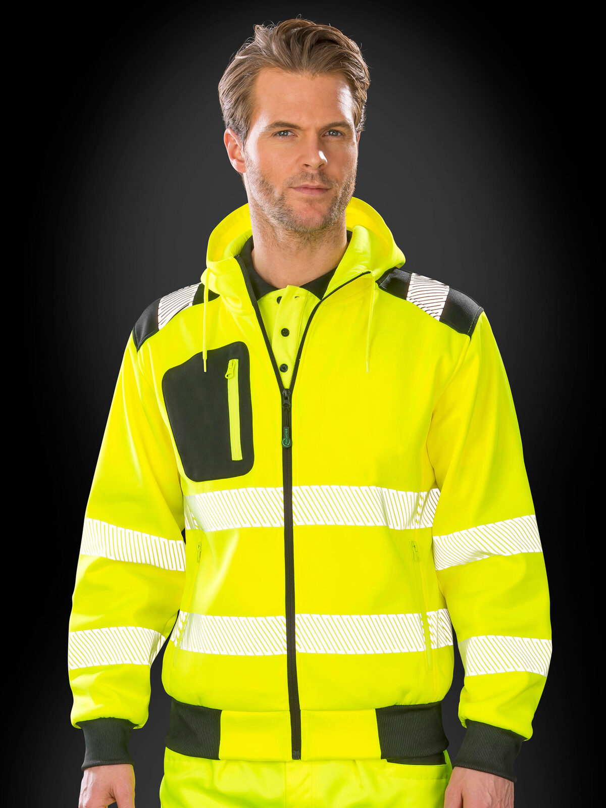 Veiligheidshoodie met ritssluiting, gemaakt van gerecycled materiaal
