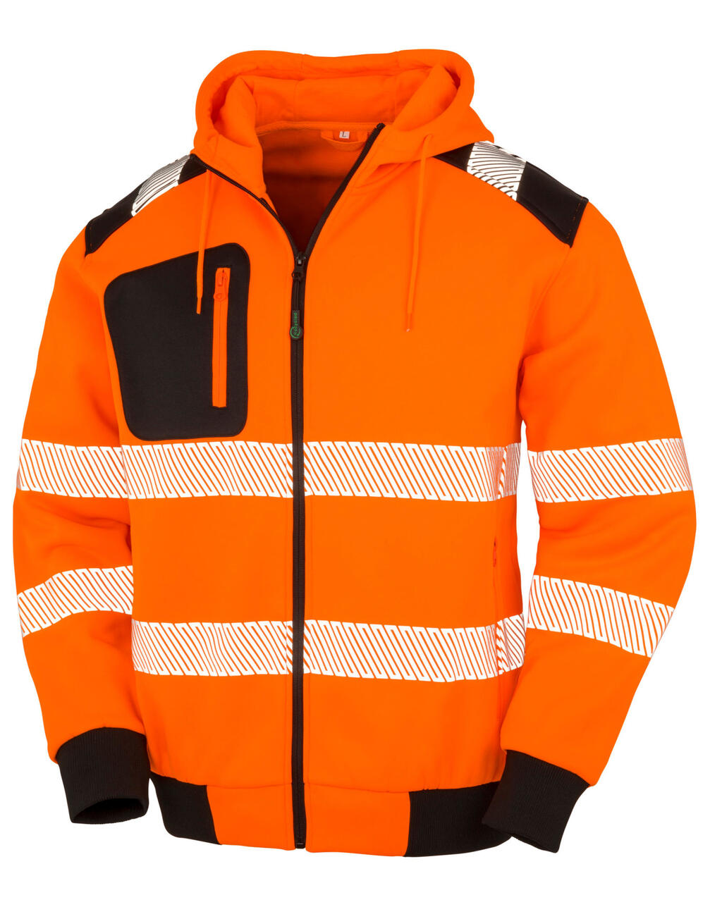 Veiligheidshoodie met ritssluiting, gemaakt van gerecycled materiaal - ORNV - Fluorescerend oranje
