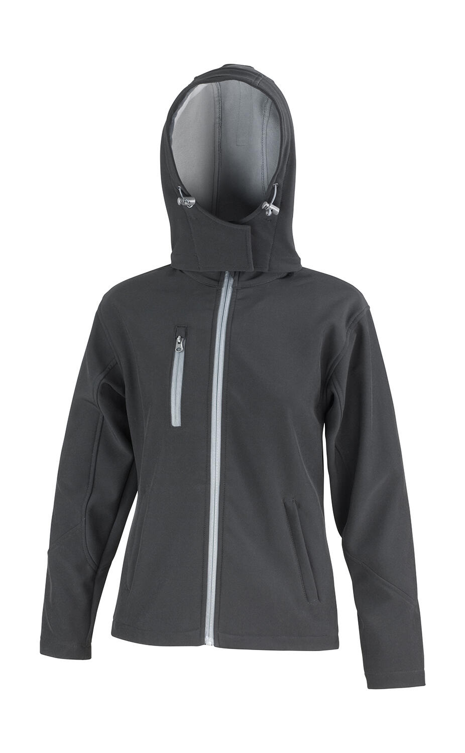 Women's TX Performance Softshell Jacket with Hood - BKGY - Black/Grey