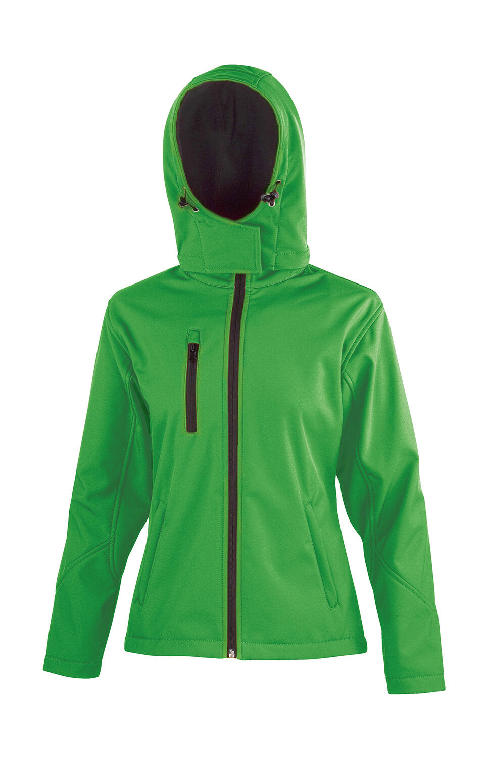 Women's TX Performance Softshell Jacket with Hood - GNBK - Vivid Green/Black