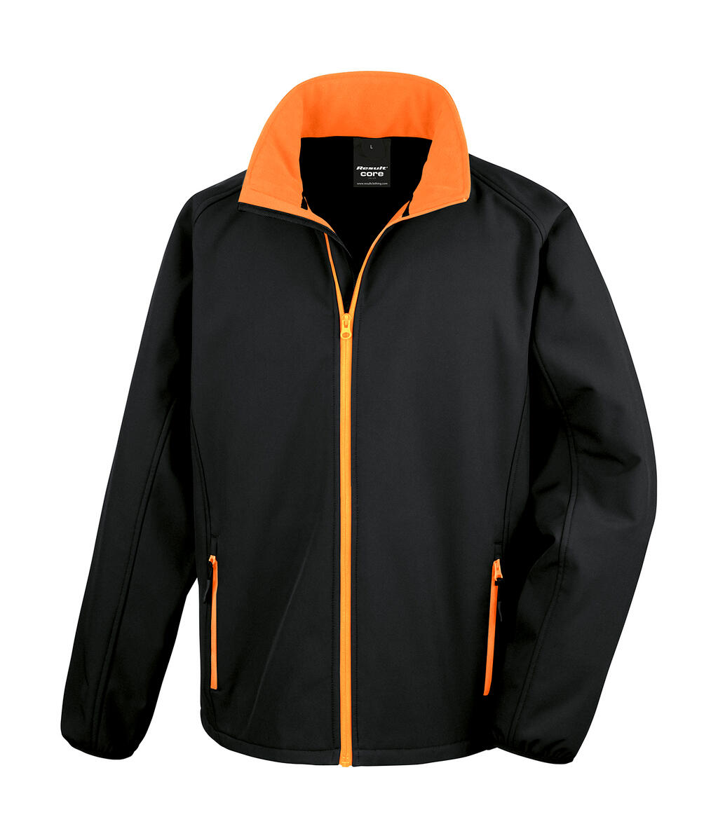 Printbare softshelljas - 178 - Zwart/Oranje