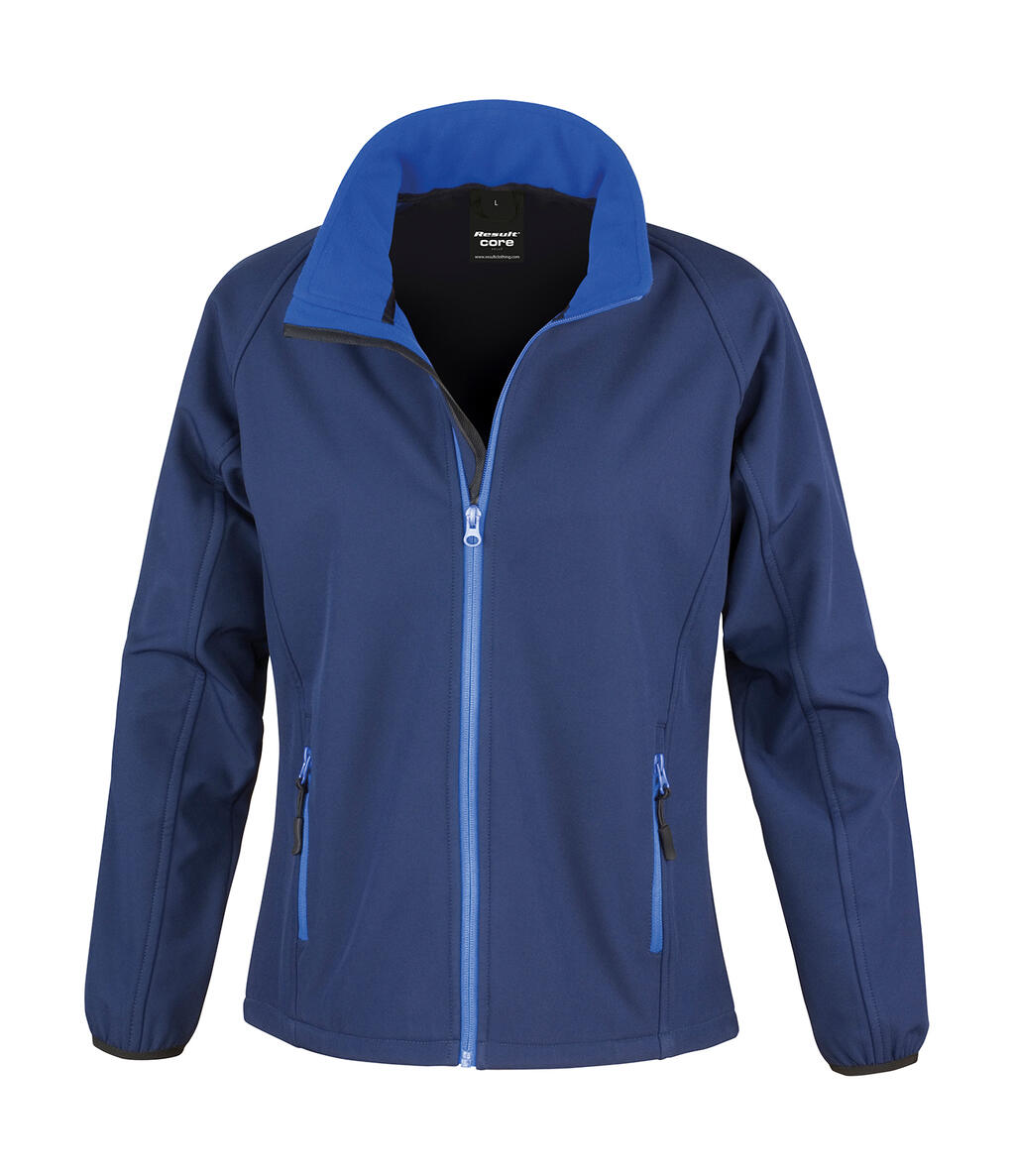 Printbare softshelljas voor dames - NVJA - Marineblauw/Jasmijn