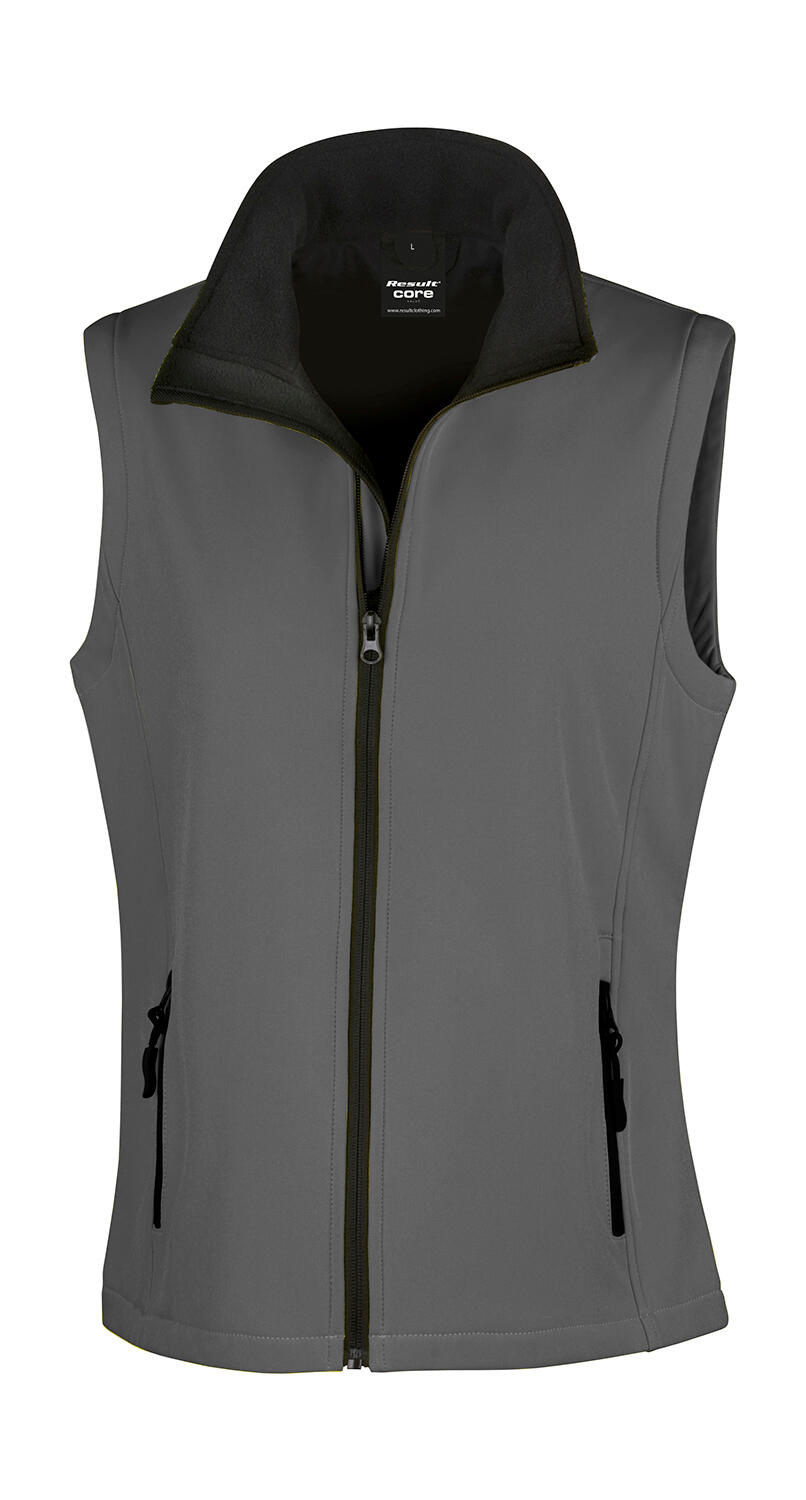 Printbaar softshell vest voor dames - 188 - Houtskool/Zwart