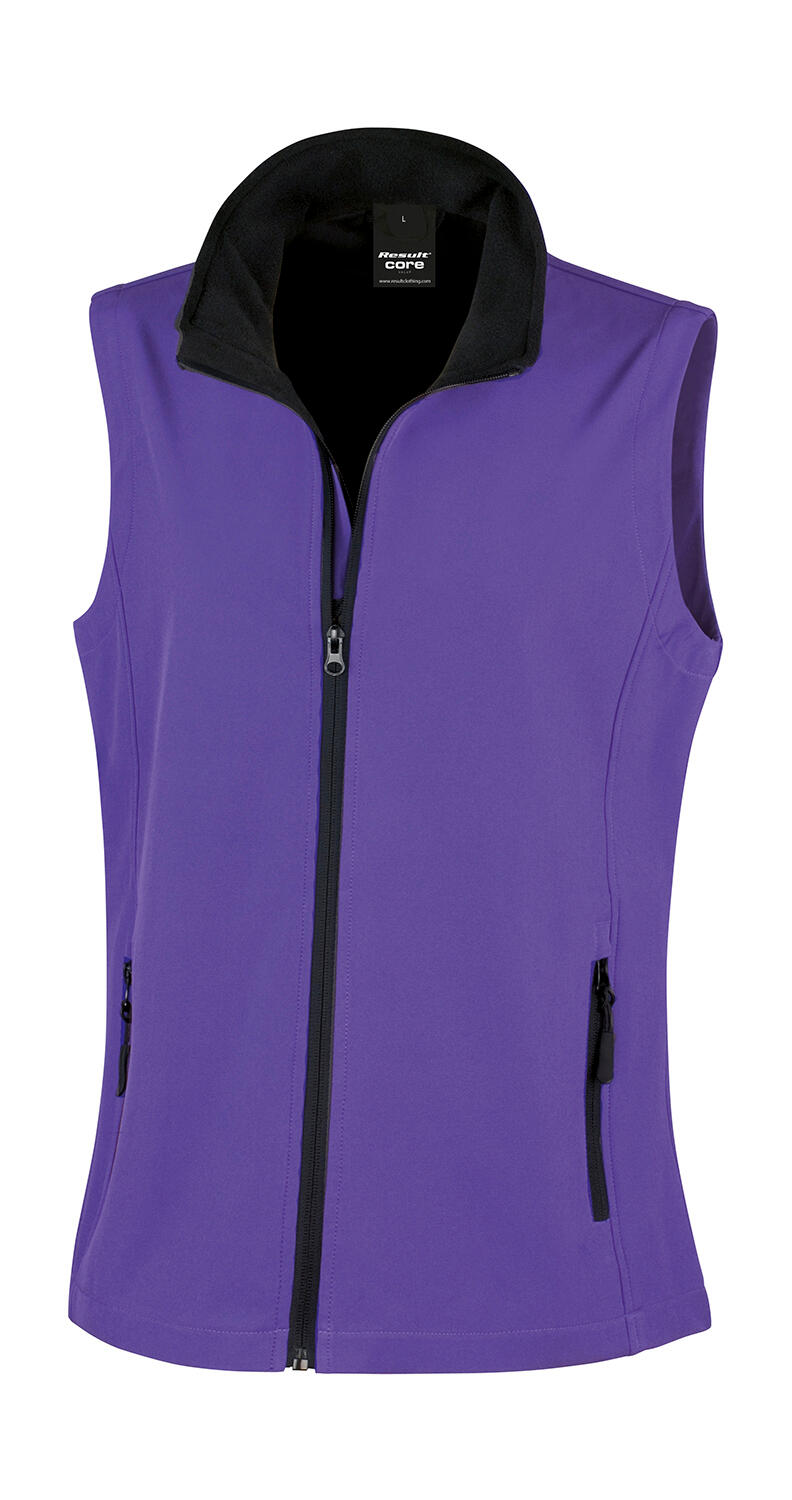 Printbaar softshell vest voor dames - 371 - Paars/Zwart