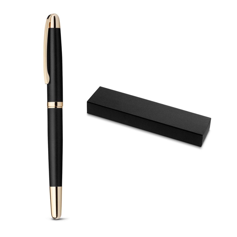 EZEKIEL ROLLER. Metal rollerball pen with gold details.