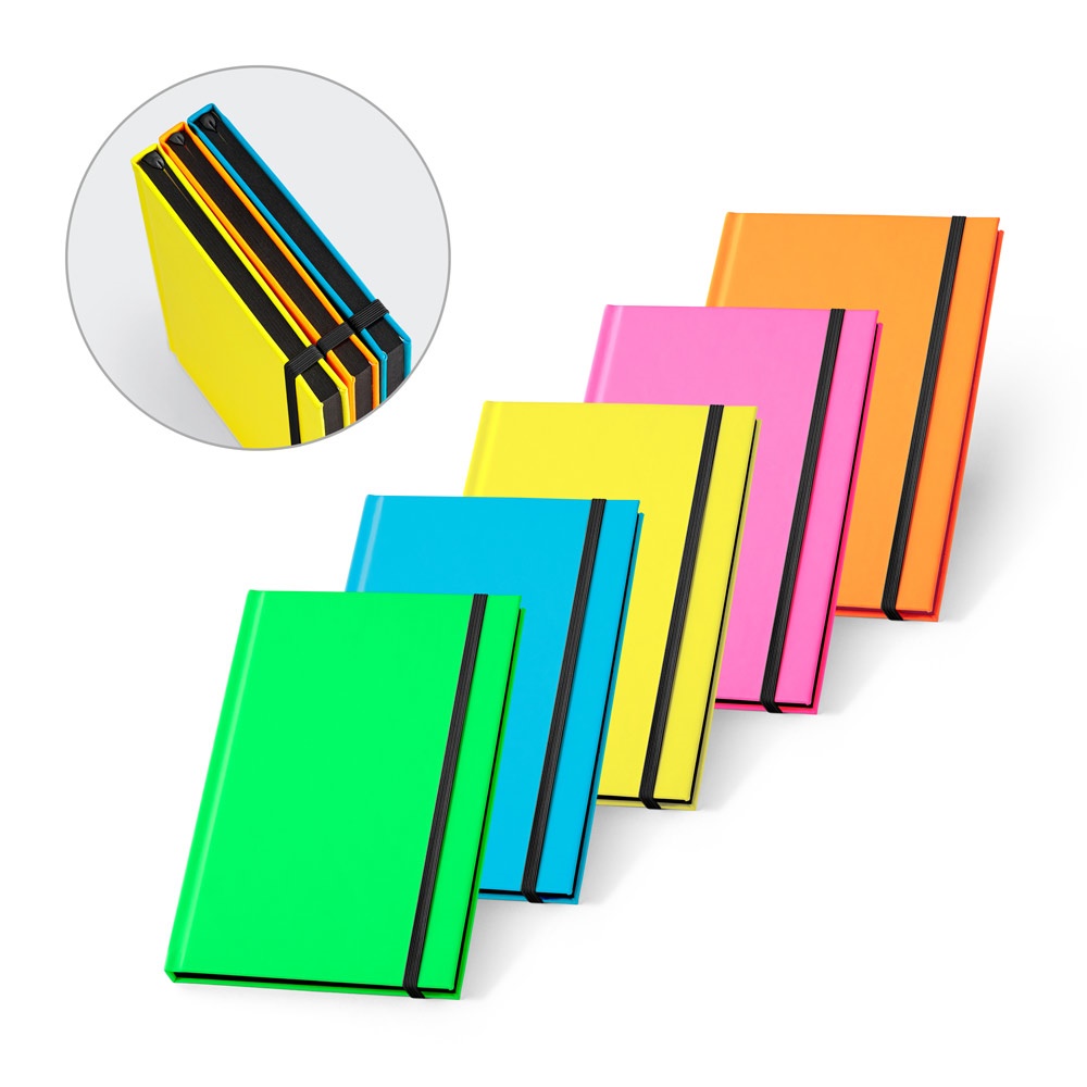 WATER. A5 fluorescerend PU-notitieblok met gelinieerde pagina's.