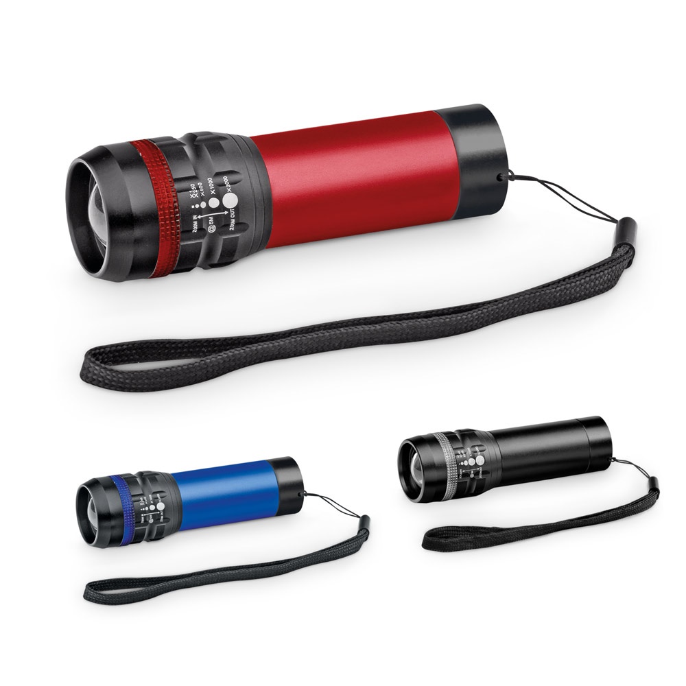 ZOOMIN. Aluminium zaklamp met zoomfunctie en 3 lichtstanden.