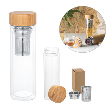 MAKAROVA. Waterfles van borosilicaatglas met infuser, 490 ml.