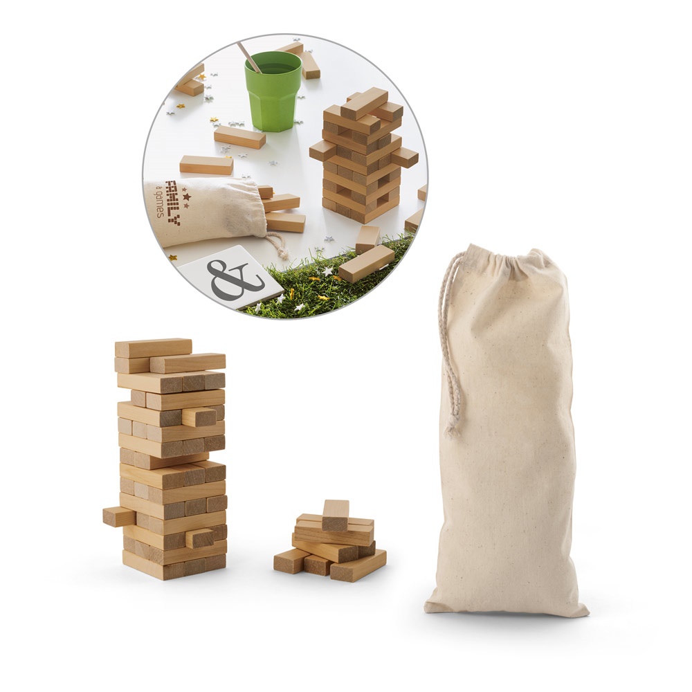 FLIK. Houten spel met 54 onderdelen.