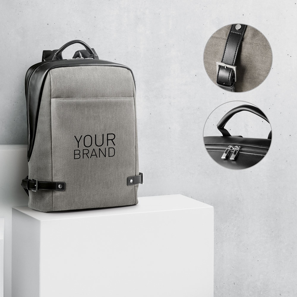 DIVERGENT BACKPACK II. 15'6" laptop backpack in fabric and PU.