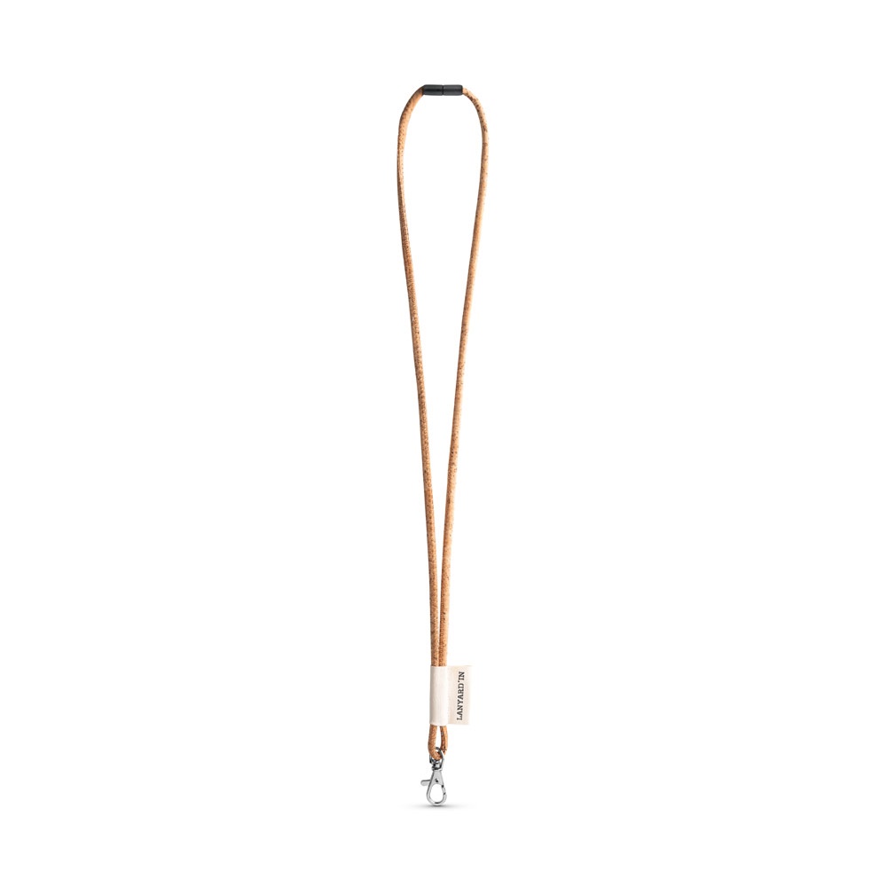 75096. Long CORK Lanyard SET (Ø 5 mm) with 9 mm trigger carabiner and Ø 5 mm safety lock