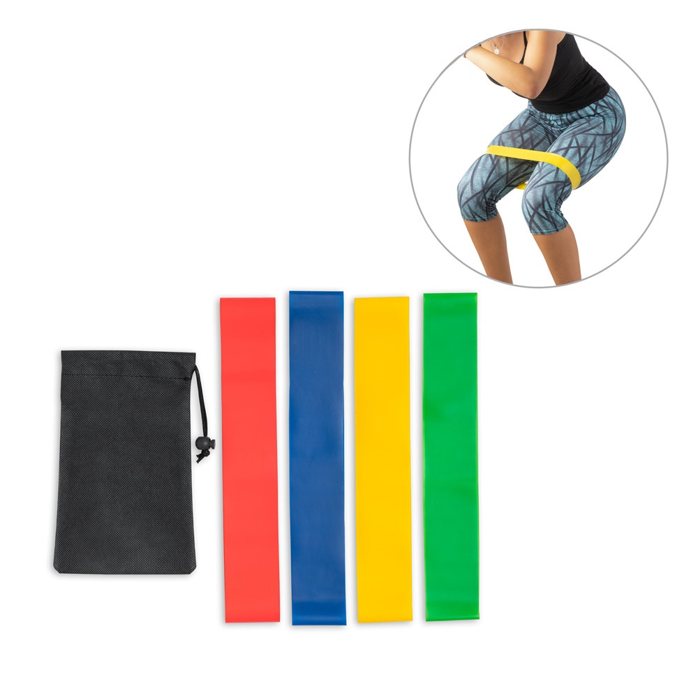 BURPEE. Set elastische banden met een hoesje van non-woven stof.