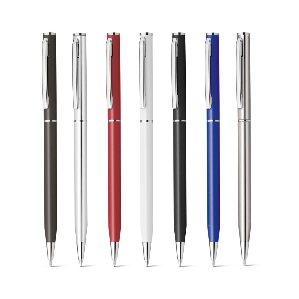 LESLEY METALLIC. Aluminum ballpoint pen with clip and twist mechanism.