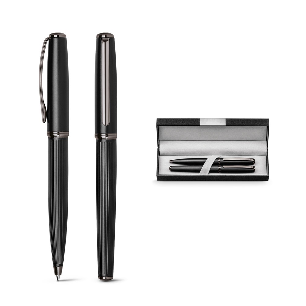 IMPERIO. Metal ballpoint and rollerball pen set with twist mechanism.