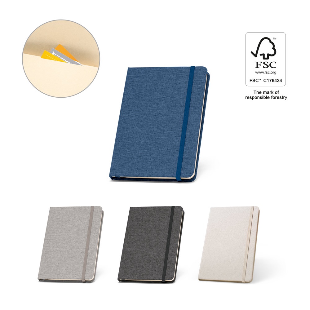 BOYD. Notitieboekje A5 van gerecycled polyester (100% rPET) met gelinieerde pagina's