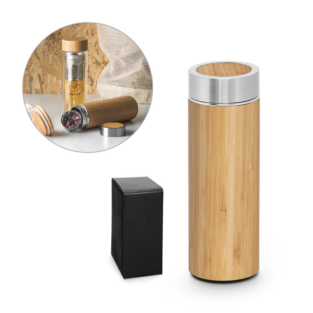 NATUREL. Thermosfles van bamboe en roestvrij staal (90% gerecycled) 430 ml