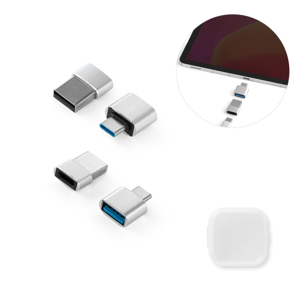 MINSKY. Set van 2 aluminium USB-A naar USB-C adapters.