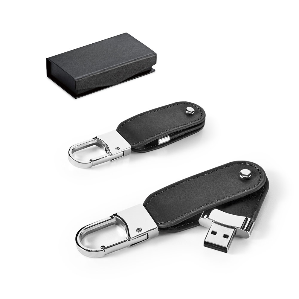 BRAGG 8GB. 8GB PU USB-flashdrive met karabijnhaak.