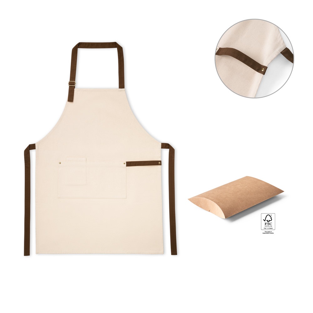 HOLM. Schort van 100% katoenen canvas (320 g/m²) met metalen details.