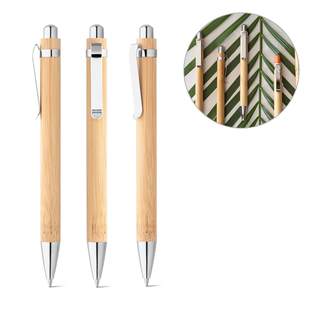 HERA. Bamboo ballpoint pen with metal clip.