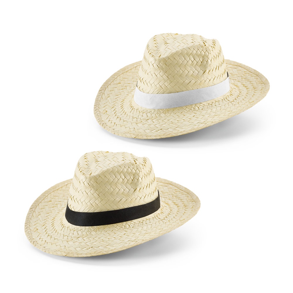 EDWARD POLI. Natural straw hat with polyester band.