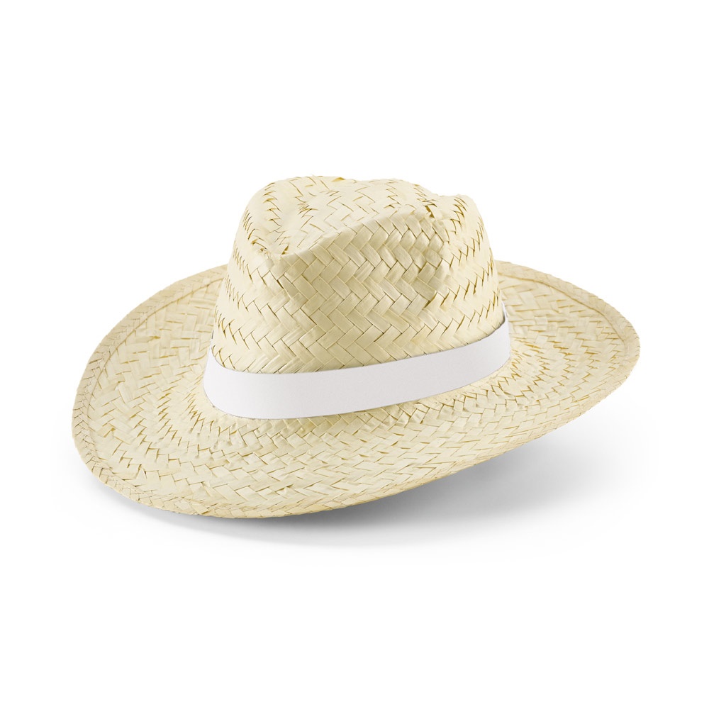 EDWARD RIB. Natural straw hat with sublimation-printed elastic band.