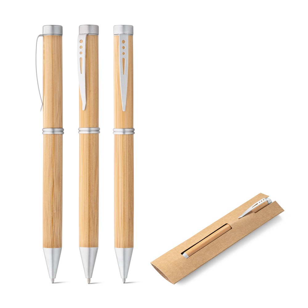 LAKE. Bamboo ballpoint pen with twist mechanism and metal clip.