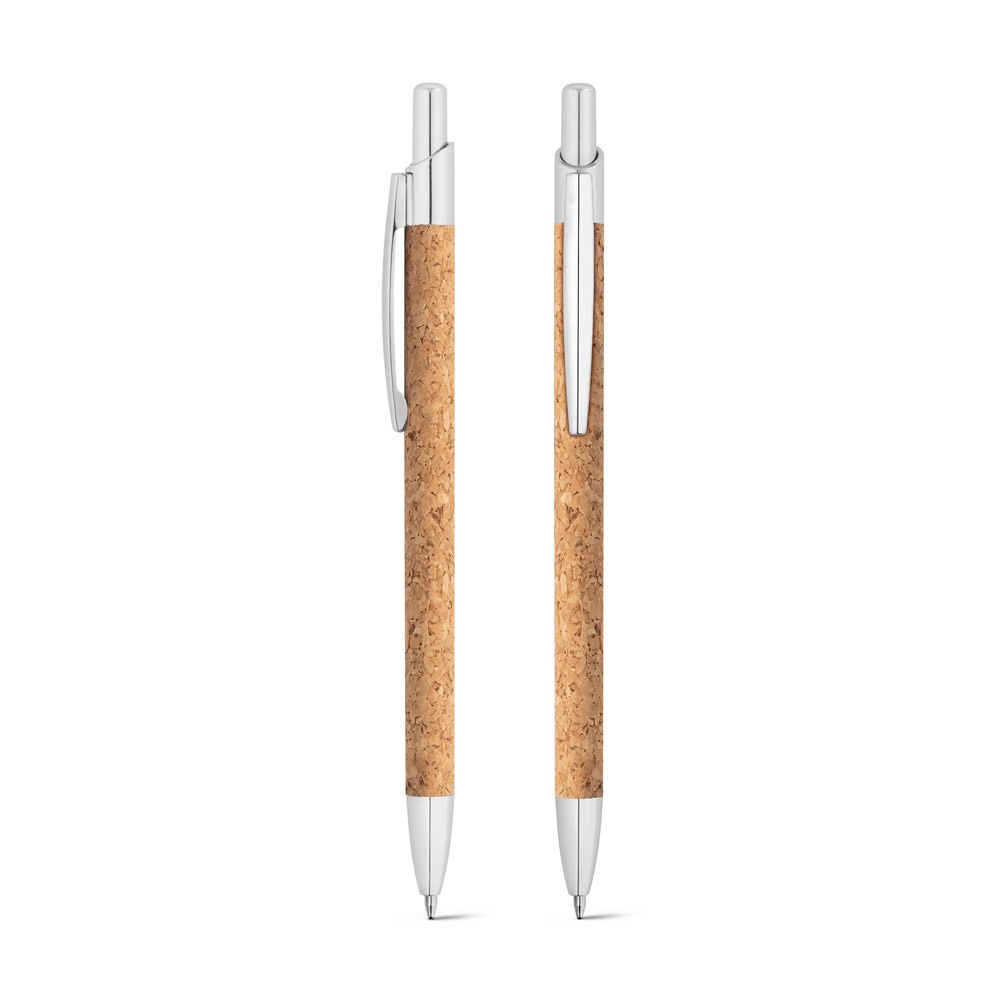 NATURE. Ballpoint pen made of cork and recycled aluminum (100% RAL) with clip.