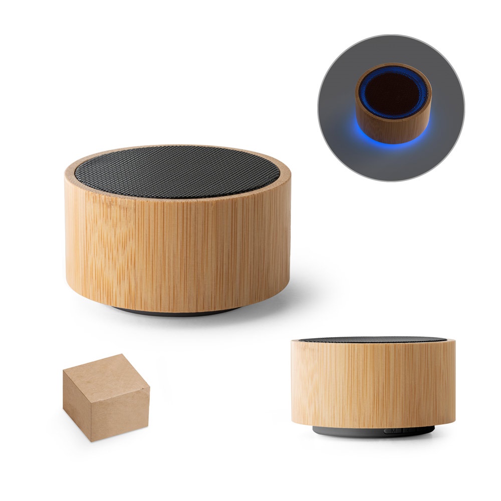 ARBER. Draagbare 3W-luidspreker met een batterijduur van 4 uur, gemaakt van bamboe en gerecycled ABS (100% rABS).