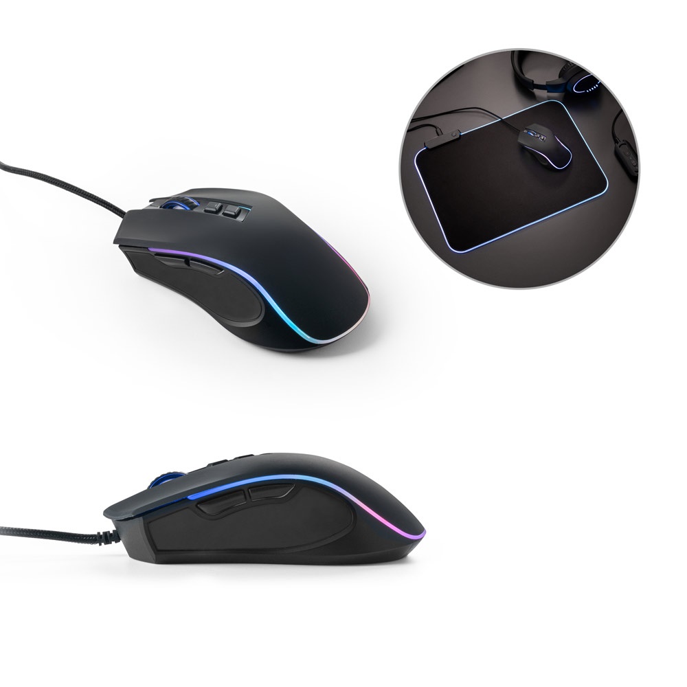 THORNE MUIS RGB. 1,5 m lange bedrade gamingmuis met RGB LED-verlichting, gemaakt van ABS.