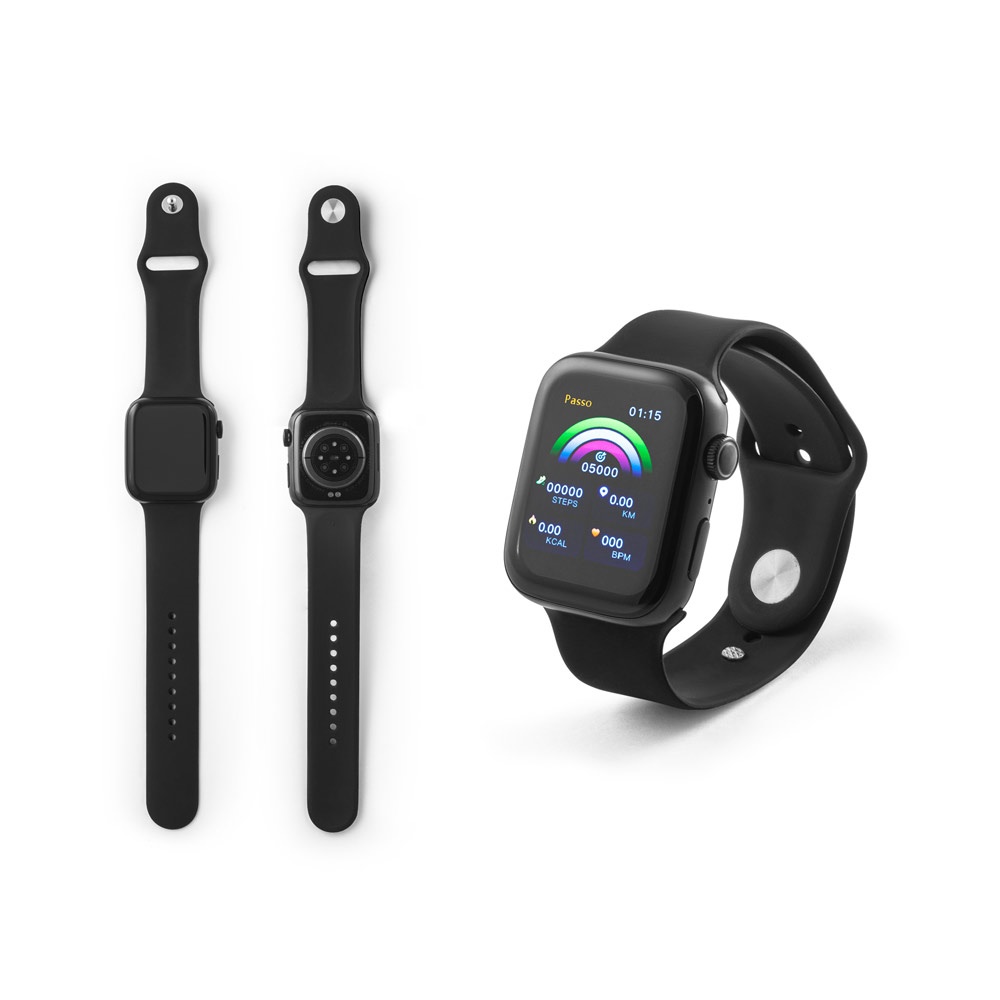 WILES. Smartwatch met 1,85 inch display, IPX4 waterdichtheid, 3 dagen batterijduur en siliconen bandje.