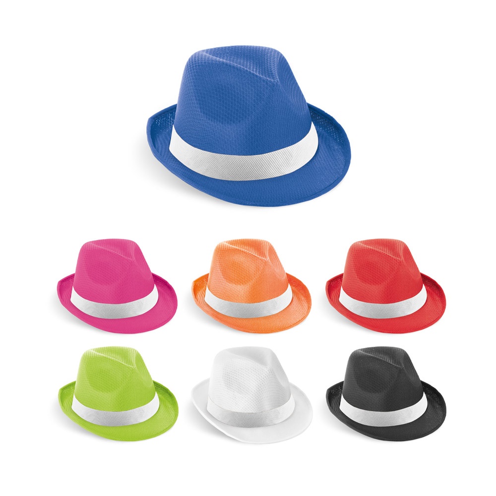 MANOLO POLI. PP hat with white polyester band.