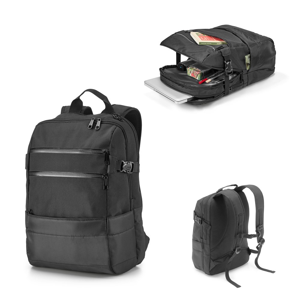 ZIPPERS BPACK. 15'6" laptop backpack in 300D polyester and 840D jacquard.